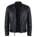 Ionic Men's Black Leather Motorcycle Jacket