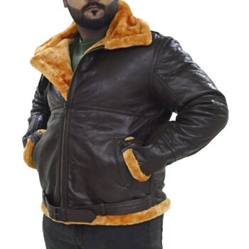 Genuine Shearling Leather B3 Bomber Aviator Sheepskin Jacket