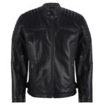 Classic Black Biker Leather Jacket Quilted Style