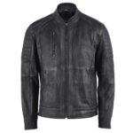 Modern Black Distressed Biker Leather Jacket