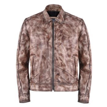 Retro Biker Leather Jacket Vintage Waxed Style