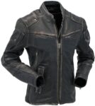 Men's Black Distressed Leather Jacket Biker Style