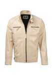Modern Beige Men's Leather Jacket for Biker Style