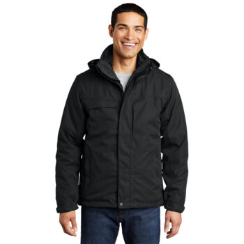 Black Waterproof Parka Jacket With Hood