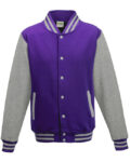 Purple And Heather Grey Heavyweight Letterman Jacket