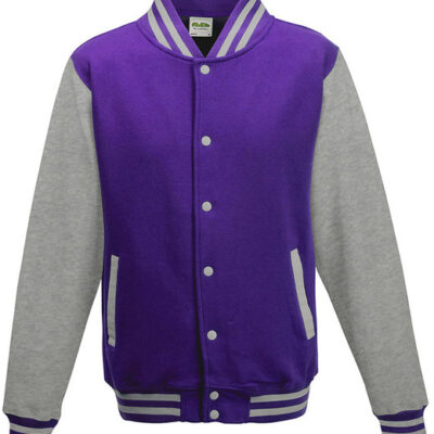 Purple And Heather Grey Heavyweight Letterman Jacket