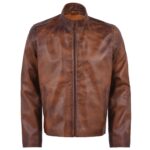 Ionic Cafe Racer Waxed Brown Leather Jacket