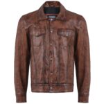 Stylish Men's Vintage Brown Leather Jacket