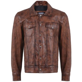 Stylish Men's Vintage Brown Leather Jacket