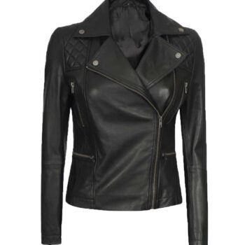Amanda Women's Asymmetrical Black Quilted Leather Jacket