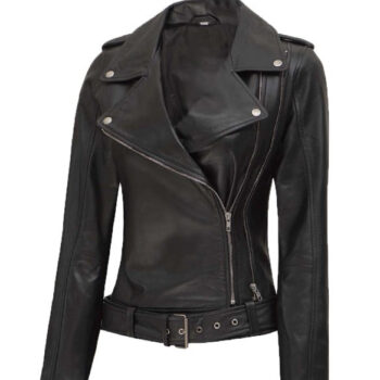 Arkansas Womens Motorcycle Black Asymmetrical Leather Jacket