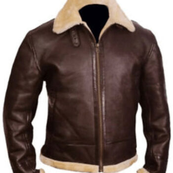 Aviator Fur Collar Brown Leather Jacket