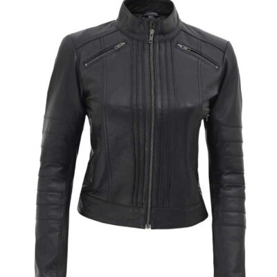 Bergamo Womens Black Cafe Leather Jacket