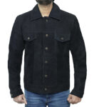 Men's Black Suede Trucker Jacket