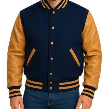 Blue And Yellow Varsity Jacket For Unisex