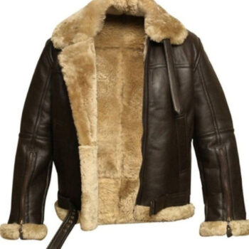 Brown B3 Raf Aviator Bomber Shearling Leather Jacket