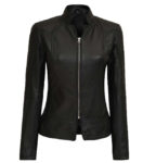 California Womens Black Leather Moto Jacket