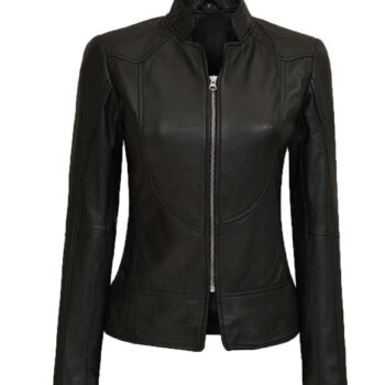 California Womens Black Leather Moto Jacket