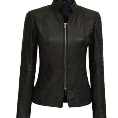 California Womens Black Leather Moto Jacket