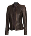 Carrie Rub Off Brown Women Leather Jacket