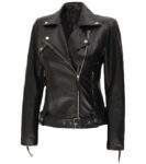 Angela Womens Black Asymmetrical Leather Jacket