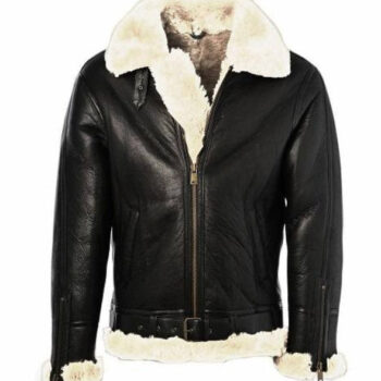 Ginger Shearling Fur Collar Leather Jacket