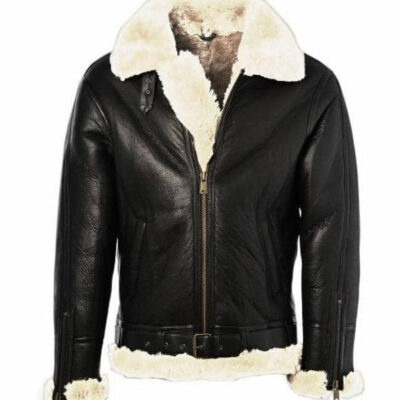 Ginger Shearling Fur Collar Leather Jacket