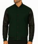 Black And Green Varsity Jacket For Unisex