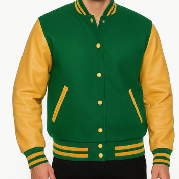 Green And Yellow Varsity Jacket For Men And Women