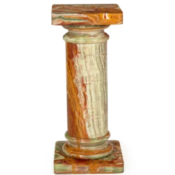 Modernist Polished Green Onyx Pedestal Column for Sculpture