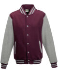Burgundy And Heather Grey Heavyweight Letterman Jacket