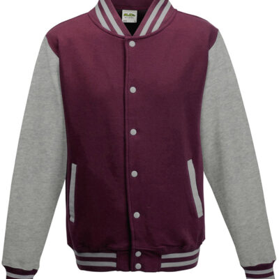 Burgundy And Heather Grey Heavyweight Letterman Jacket