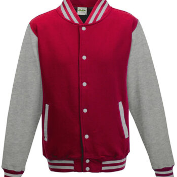 Fire Red And Heather Grey Heavyweight Letterman Jacket
