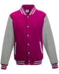 Hot Pink And Heather Grey Heavyweight Letterman Jacket