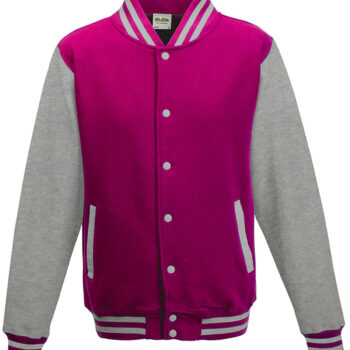 Hot Pink And Heather Grey Heavyweight Letterman Jacket