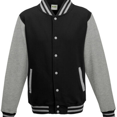 Jet Black And Heather Grey Heavyweight Letterman Jacket