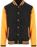 Jet Black And Orange Crush Heavyweight Letterman Jacket