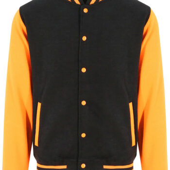Jet Black And Orange Crush Heavyweight Letterman Jacket