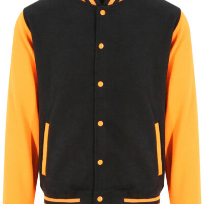 Jet Black And Orange Crush Heavyweight Letterman Jacket