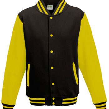 Jet Black And Sunflower Yellow Heavyweight Letterman Jacket