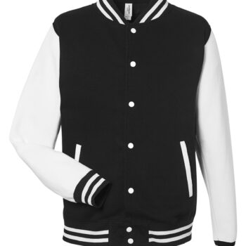 Jet Black And White Heavyweight Letterman Jacket