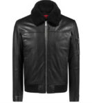 Men's Black Bomber Fur Collar Leather Jackets