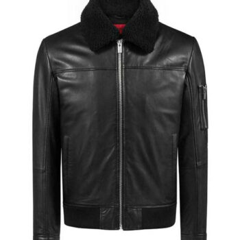 Men's Black Bomber Fur Collar Leather Jackets