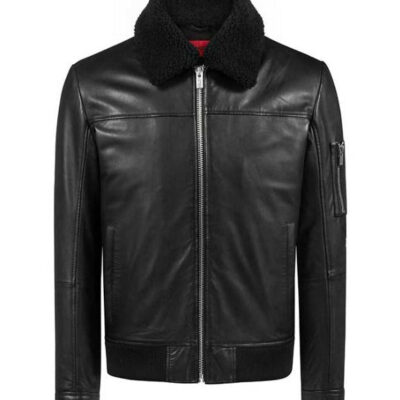 Men's Black Bomber Fur Collar Leather Jackets
