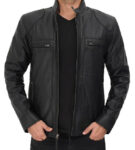 Mens Black Real Lambskin Leather Biker Jacket