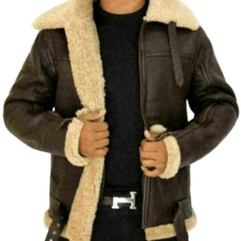 Men's Dark Brown B-3 Real Shearling Leather Jacket