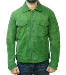 Men's Green Suede Trucker Jacket