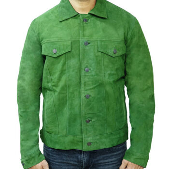 Men's Green Suede Trucker Jacket