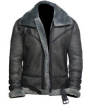 Men's Grey Wax Shearling Leather Jacket