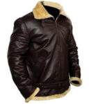 Men's Raf Aviator Brown B3 Bomber Genuine Sheepskin Leather Jacket
